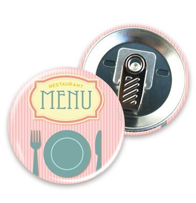 Badge personnalisé 56 mm - impression quadri avec attache pince crocodile rotative_0