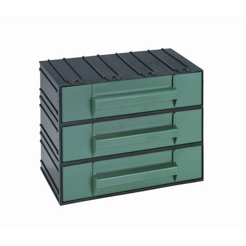 BLOC 3 TIROIRS SERIE BILL TYPE D COLORIS VERT - MOBIL PLASTIC
