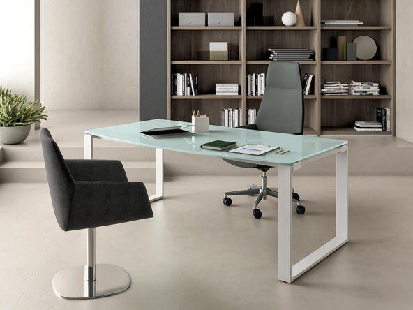Bureau de direction plateau en verre Corpus Silver_0