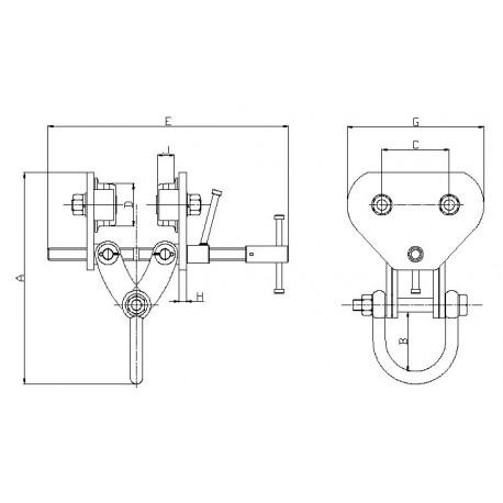 Chariot porte palans à réglage rapide RMBT Référence   RMBT2T_1