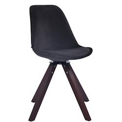 CLP Chaise visiteur Troyes en velours avec piétement Carré en bois de hêtre ou de chêne Noyer/Noir - noir textile 312171_0