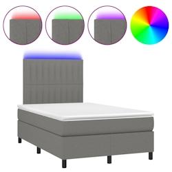 Décoshop26 - Lit avec LED, sommier, tête de lit réglable et matelas à ressorts ensachés 120x200 cm - tissu gris foncé TDL0208416_0