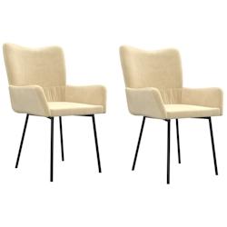 Décoshop26 - Set de 2 chaises de salle à manger accoudoirs en tissu velours crème pieds en métal DEC025508 - 3000255287642_0