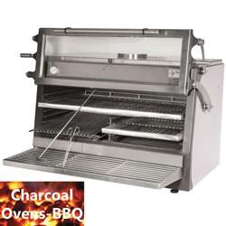 Diamond - four-bbq à charbon, gn 2/1+ gn1/1(150 kg/h) - porte relevable /inox_0