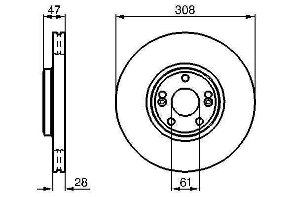 Disque de frein Bosch 0986479198 - ventilé, 5 trous, 28 mm d'épaisseur_0