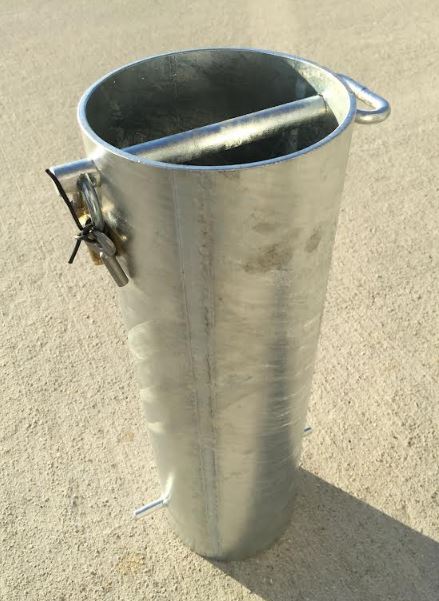 Fourreau pour poteau bois cadenassable - diamètre 120mm - cadenas pompiers avec clé triangle - SODIMAR_0