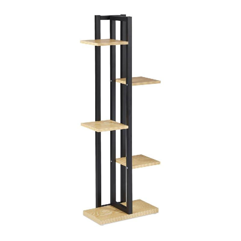 Helloshop26 - Étagère à plantes en métal intérieur 117 x 43 x 22 cm 5 niveaux avec surfaces spacieuses style bois en acier noir 13_0011043 - noir_0