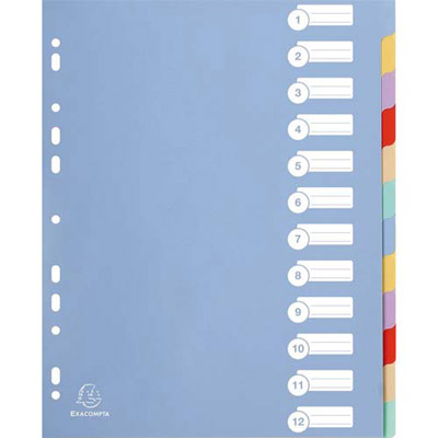 INTERCALAIRES TOUCHES NEUTRES EXACOMPTA - POLYPROPYLENE - A4+ - JEU DE 12 - COLORIS ASSORTIS PASTELS