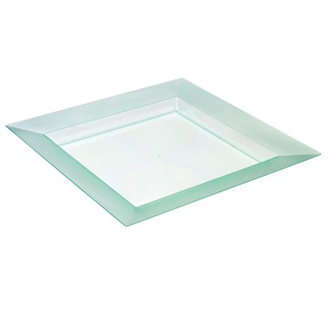 PLATEAU SOLIA DIAMANT VERT TRANSPARENT 35 X 35 CM (VENDU PAR 25)