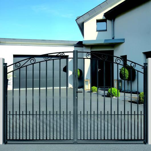 Portail - portillon cintre mayotte soubassement barreaux, volute haute_0