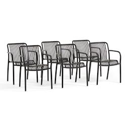 RATTATAN Set de 6 chaises avec accoudoirs en résine renforcée de fibre de verre, design moderne, empilables pour jardin, bar, restaurant, cuisine â€_0