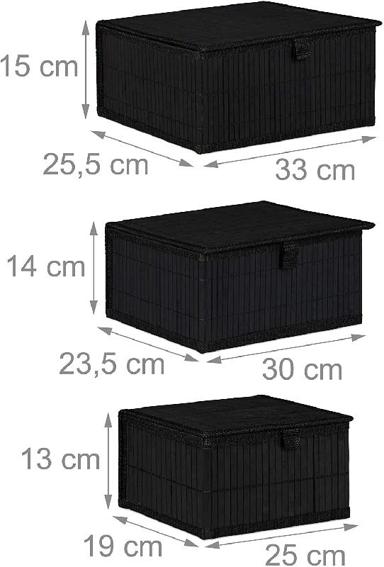 SET DE 3 PANIERS CORBEILLE DE RANGEMENT DÉCORATION EN BAMBOU NOIR 13_0002491_2_0