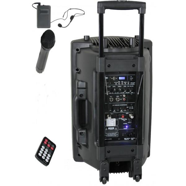 Sonorisation portable PORT 15-VHF Ibiza - 450 watts - Haut-parleur 38 cm - USB/SD/Bluetooth - 2 micros sans fil_0