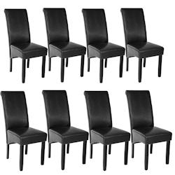 Tectake Lot de 8 chaises aspect cuir - noir -403988 - noir matière synthétique 403988_0