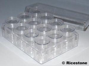 1C) COFFRET PLASTIQUE +12 BOITES HAUTES