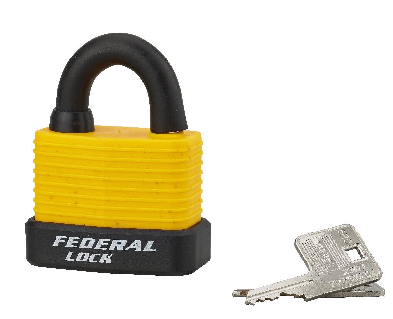 Cadenas à clé Bumper 54 mm jaune - corps acier zingué - anse cémentée - marque Thirard_0