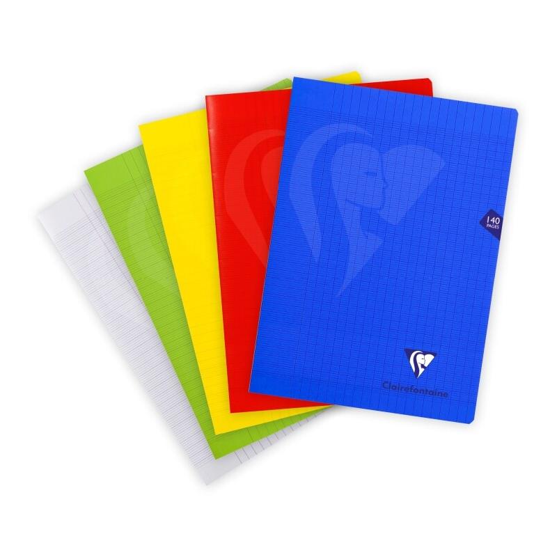 Clairefontaine Lot de 5 Cahier Mimesys A4, 140p./70 feuilles 90 g/m² piquées, coloris assortis (5), Séyès - 3329683031819_0