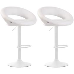 CLP Lot de 2 Tabourets de bar Olinda en similicuir hauteur réglable et siège pivotant Blanc /Blanc - blanc polyester 320290_0