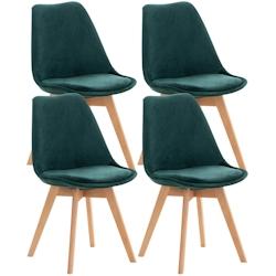 Décoshop26 - Lot de 4 chaises de salle à manger design scandinave en tissu velours vert pieds bois clair CDS10386 - 3000437669600_0