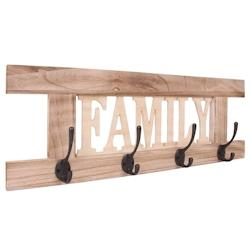 Décoshop26 - Porte-manteau mural patère en bois vintage avec 4 crochets 20,5x60x1,5 cm MED04063 - 3000349785177_0