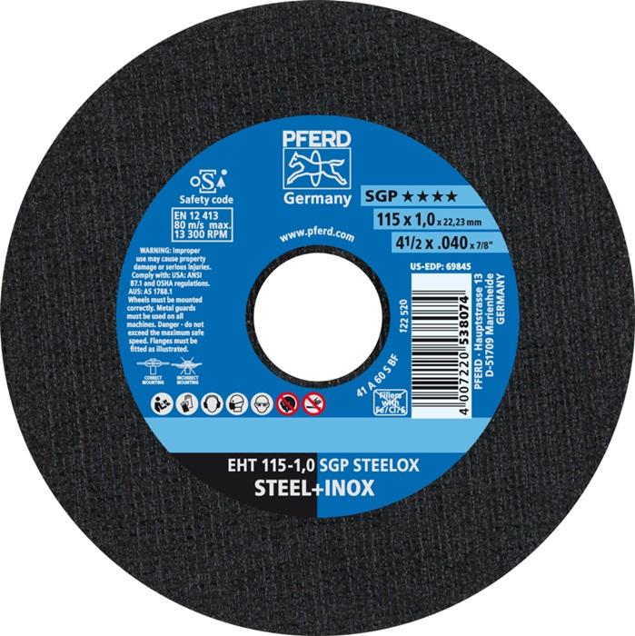 Disque à tronçonner SGP STEELOX D115x1 mm droit INOX - Perçage 22,23 mm - PFERD_0