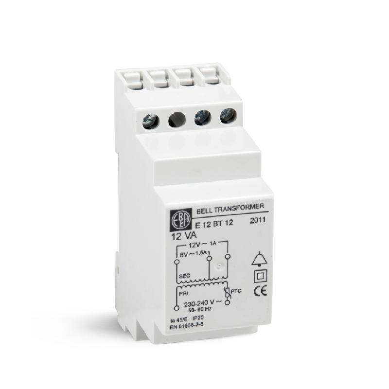 Transformateur pour sonneries E 12BT12 - 12VA - Modulaire 2 modules - 230V/8-24V_0