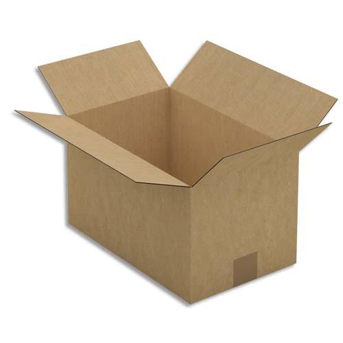 Emballage paquet de 25 caisses américaines en carton brun simple cannelure - dim. : l35 x h20 x p22 cm_0