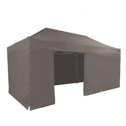 FRANCE BARNUMS Tente pliante PRO 4x6m pack côtés - 6 murs - ALU 45mm/polyester 380g Norme M2 - taupe - FRANCE-BARNUMS - gris aluminium 1395_0