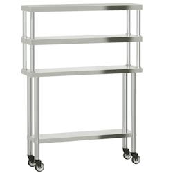 Helloshop26 - Table de travail de cuisine professionnelle avec étagère 110 x 30 x 150 cm acier inoxydable 02_0045419 - 3000220673159_0