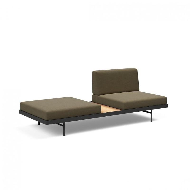 INNOVATION LIVING  CANAPÉ DESIGN PURI CONVERTIBLE LIT 195*80 CM TISSU VIVUS DUSTY OLIVE, AVEC TABLE CHÊNE_0