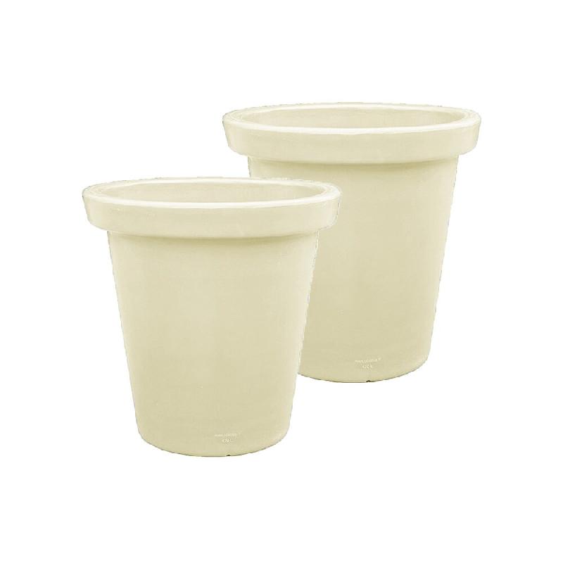 PLAST'UP ROTOMOULAGE Pot de fleurs rond xxl delight 420l- lot de 2 - SABLE - beige 0637962082678_0