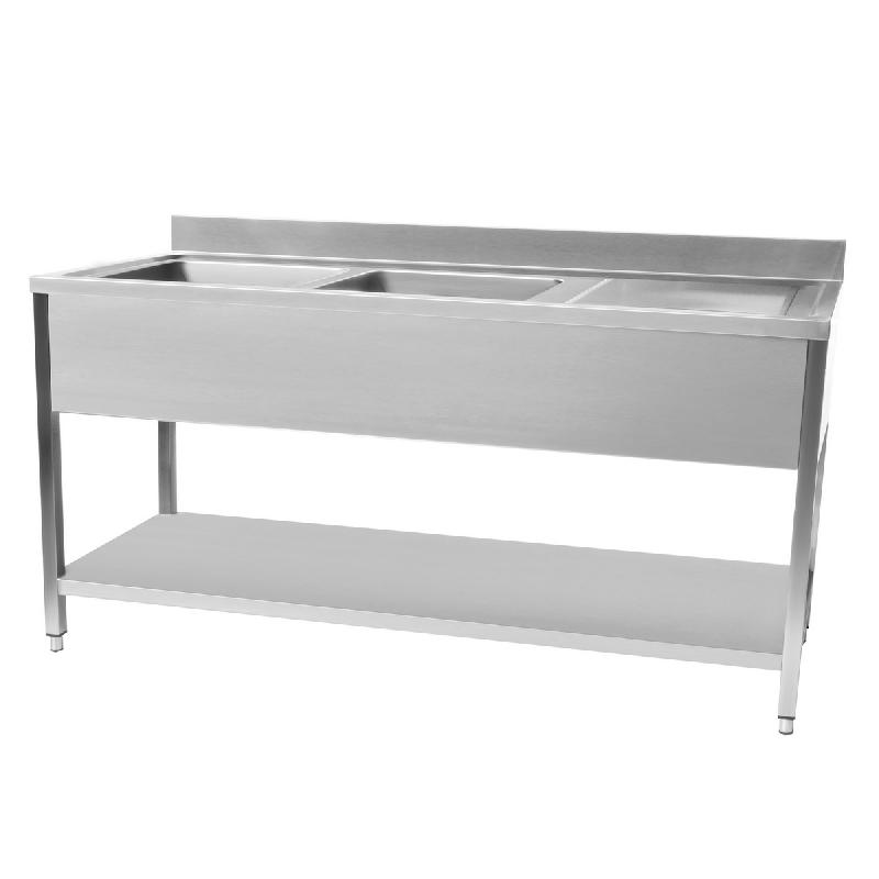 Plonge en inox avec dosseret et étagère en dessous egouttoir à droite 1800x700 mm - STSK-187R-CT_0