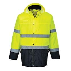 Portwest - Veste de pluie bicolore imperméable avec capuche détachable HV Jaune / Bleu Marine Taille 2XL - XXL jaune 5036108216185_0