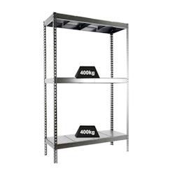 PROREGAL Étagère pour charges lourdes METAL BEAST THREE | HxLxP 200x240x60cm | Charge du compartiment 400kg | Galvanisé - gris métal PR_RS16-35_0