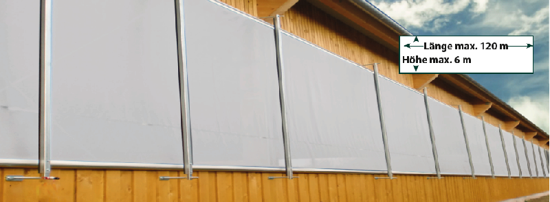 Rideaux brise-vent WSS 1 - système d'aération par le bas - dimensions max 120m x 6m - AGROTEL_0