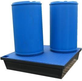 Bac de rétention (carré) à fond plat 240 litres plastique avec caillebotis plastifié_0