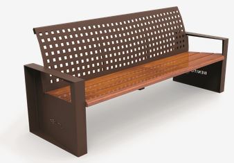 Banc public Alea UM395 - design original en bois et acier galvanisé - traitement anti-corrosion_0