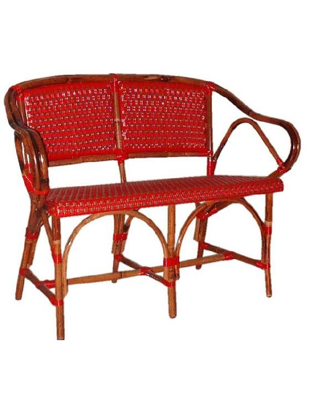 Canapé Palavas - assise et dos en tressage PVC - rotin noyer ou naturel - couleurs au choix_0