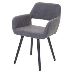 Décoshop26 - Chaise fauteuil de salle à manger bureau rétro en tissu gris pieds foncés 04_0002150 - gris 3000253032695_0