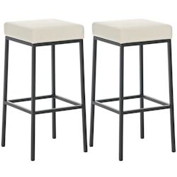 Décoshop26 - Lot de 2 tabourets de bar avec repose-pieds design simple hauteur 85 cm en PVC crème et métal noir 10_0004378 - noir 3000252073583_0