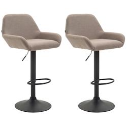 Décoshop26 - Lot de 2 tabourets de bar moderne et confortable en tissu taupe pieds trompette en métal noir TDB10230 - noir 3000891069602_0