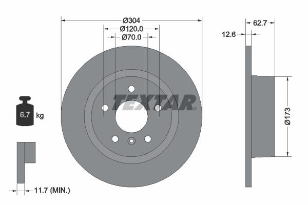 Disque de frein Textar 92095200 - plein - boîte de 1 disque_0