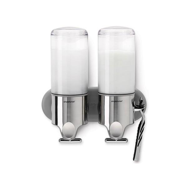 Distributeur de savon mural double - inox et transparent - simplehuman - manuel - 2 x 444 ml_0