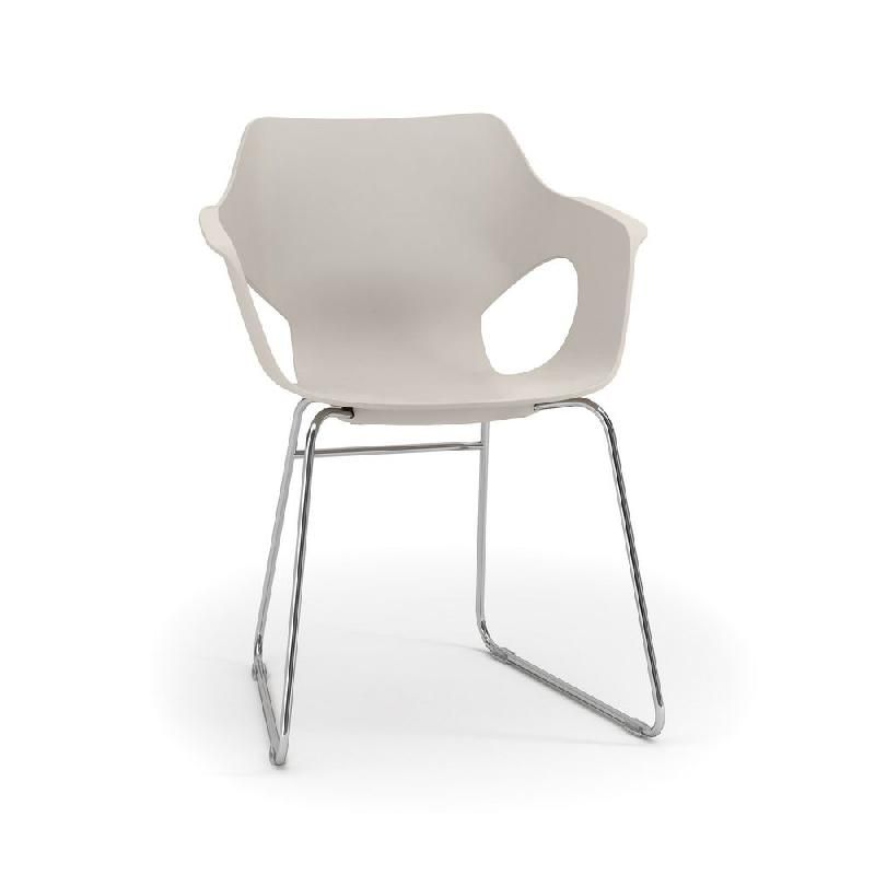 FAUTEUIL DE RÉUNION & VISITEUR CLOÉ POLYPROPYLÈNE PIÈTEMENT FILO CHROME  - BLANC