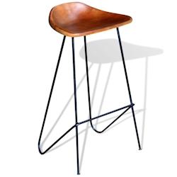 HELLOSHOP26 tabourets de bar design x2 chaise siège cuir véritable marron 1202054 - 3002342186722_0