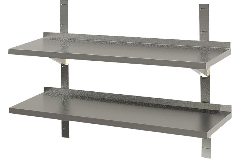KBS Gastrotechnik KBS Etagère murale 2 tablettes avec rebord 1200x300x40 mm acier inoxydable avec feuillure de protection des mains - 91411018_0