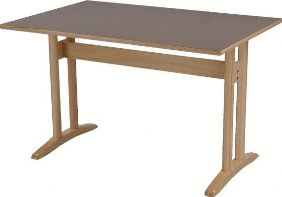 LA TABLE OPHÉA À DÉGAGEMENT LATÉRAL 120 X 80 CM - PIÈTEMENT VERNIS NATUREL/PLATEAU ORANGE_0