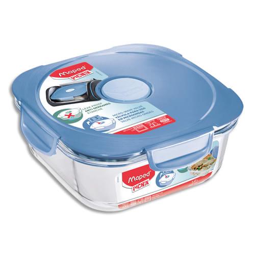 Maped boîte à déjeuner Picnik Concept adulte - Base en verre borosilicate - Couvercle à valve bleu orage - Contenance 1 200 ml_0