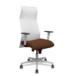 Piqueras y Crespo Sillón Albacete malla blanco bali marrón oscuro brazos blancos base blanca ruedas parqué 65mm - marron multi-matériau 13SM10B463_0