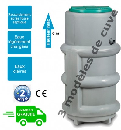 PRCE 1100 III SXVM3 - Station de relevage des effluents septiques - 10.5 m3/h - 0.55 kW - Cuve 1100 mm_0
